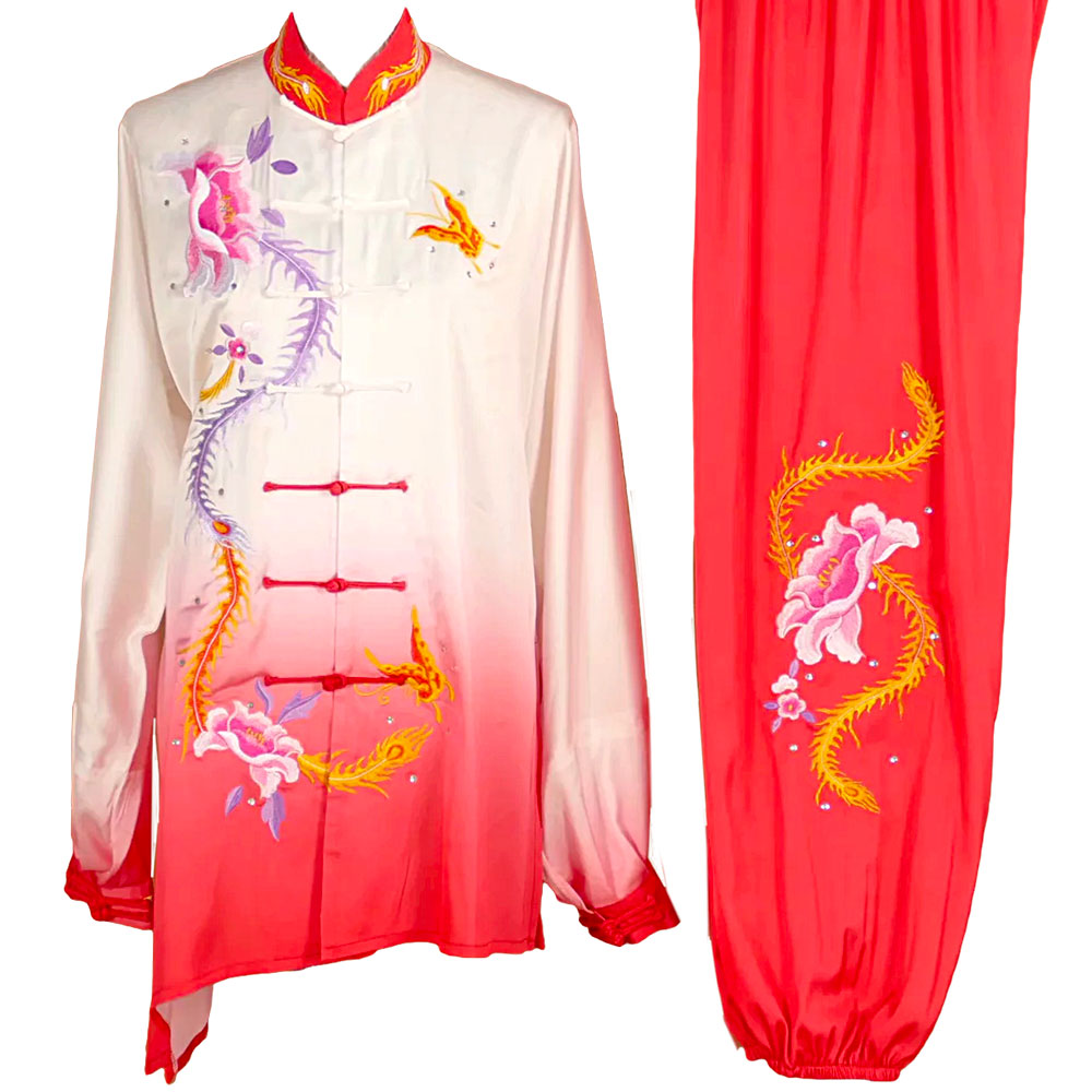 UC003 - Red/White Gradient Uniform with Flower Embroidery