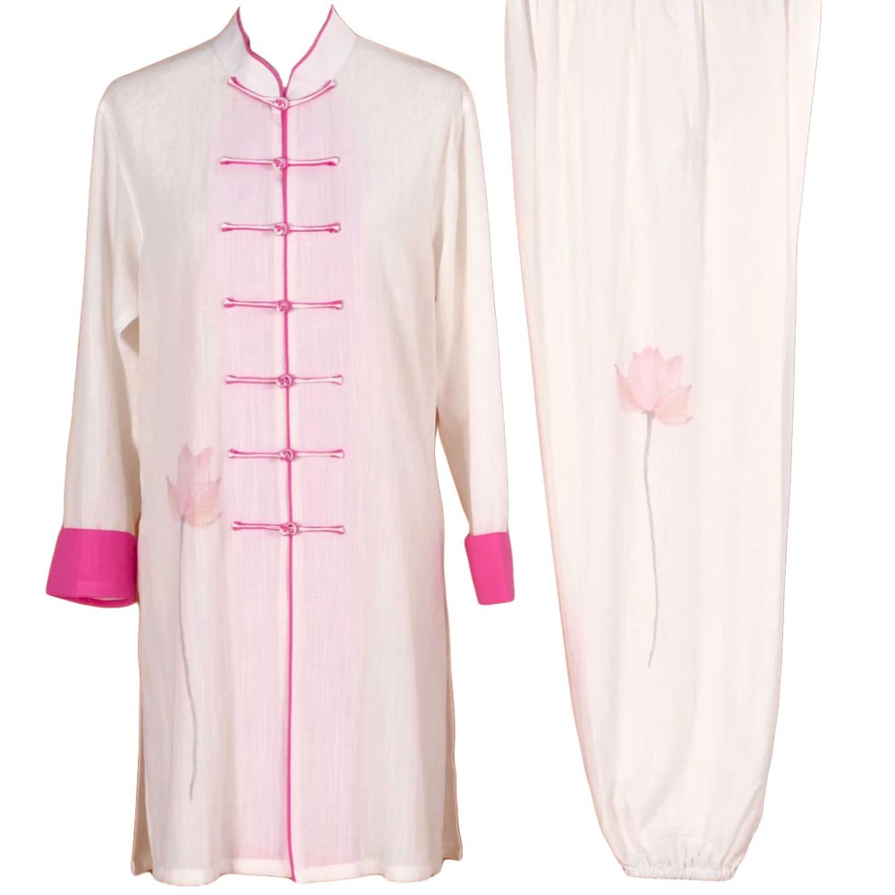 UC013 - White/Pink Uniform with Flower Embroidery