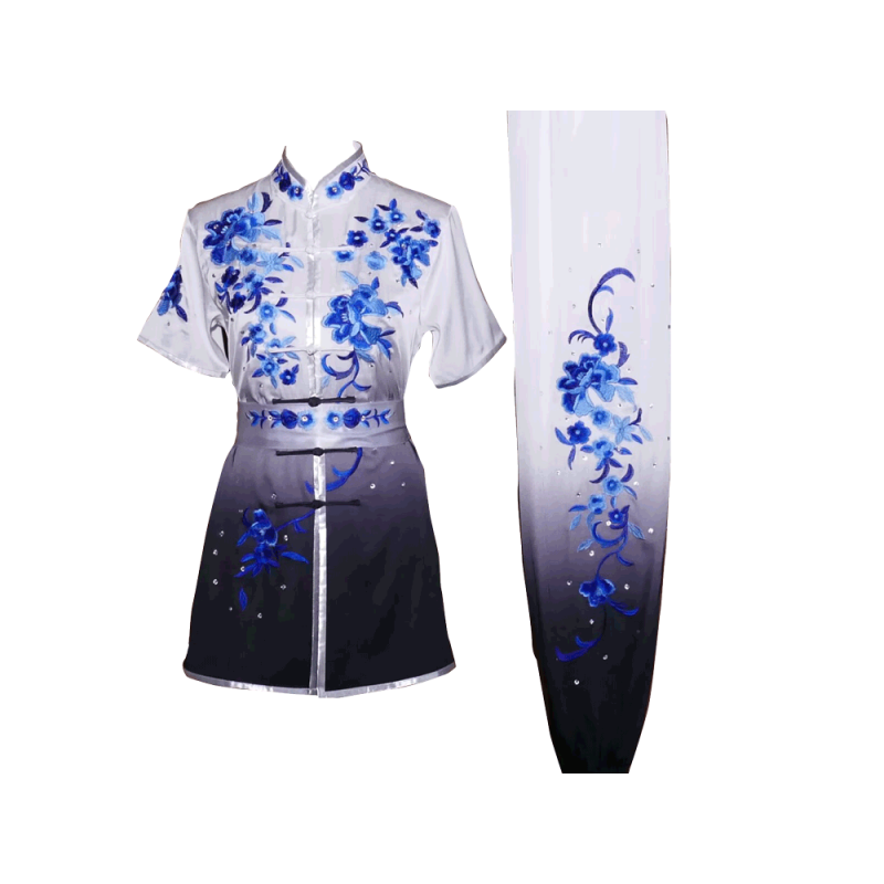 White/Black Gradient Uniform with Flower Embroidery (Pre-Order) UC2024-005