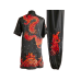 Black Martial Arts Uniform with Red Dragon Embroidery for Competitions and Performances