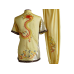 Pale Yellow Martial Arts Uniform with Red Dragon Embroidery for Competitions and Performances