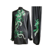 Black Martial Arts Uniform with Green Phoenix Embroidery for Competitions and Performances