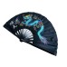 Fan31 Single Dragon Kung Fu Bamboo Rib Black Fan