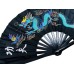 Fan31 Single Dragon Kung Fu Bamboo Rib Black Fan