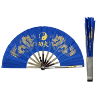 Metal Alloy Golden Dragon Kung Fu Fan (Fan001) – Striking Blue Design