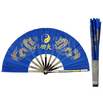 Metal Alloy Golden Dragon Kung Fu Fan (Fan001) – Striking Blue Design