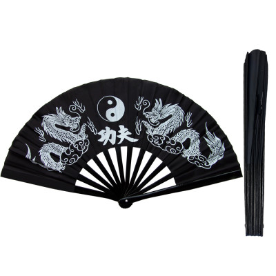 Black Tai Chi Kung Fu Bamboo Rib Fan (Fan08)