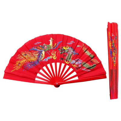 Red Dragon Phoenix Tai Chi Kung Fu Bamboo Rib Fan (Fan09)