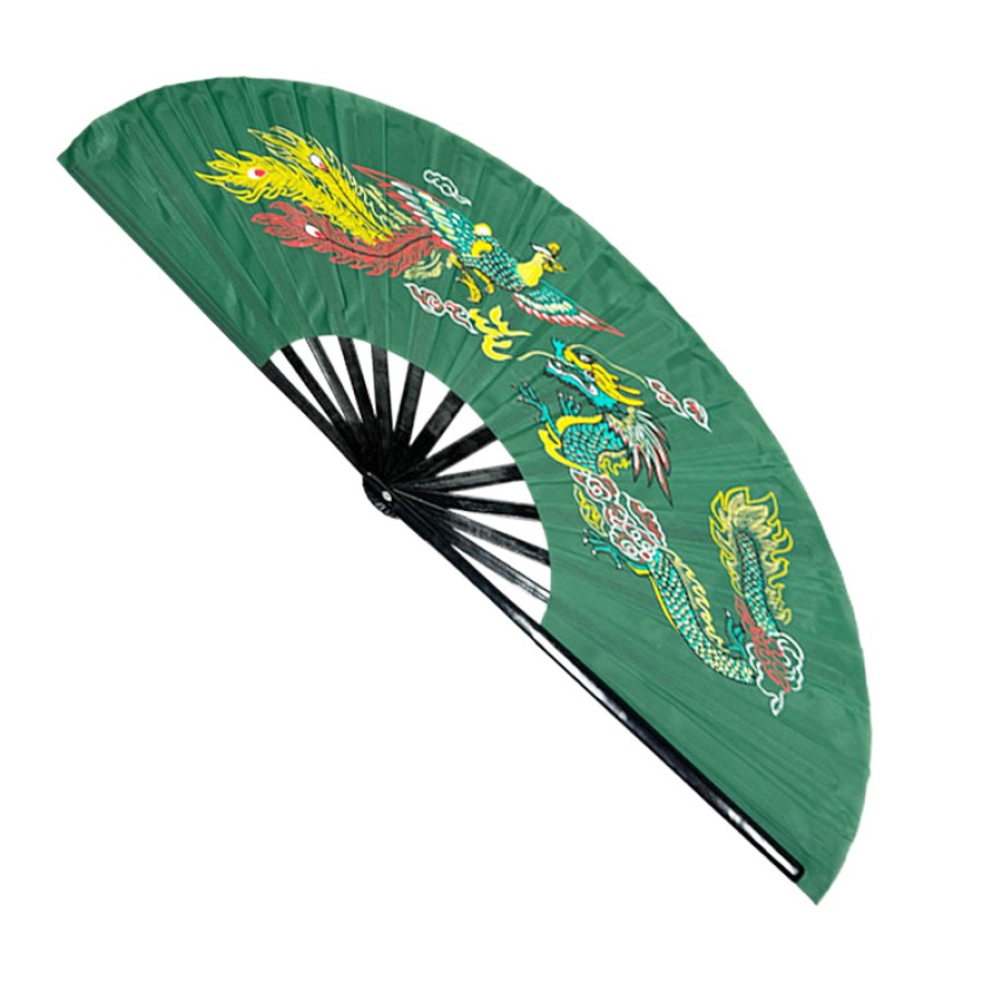 Green Dragon Phoenix Tai Chi Kung Fu Fan (Fan14) – Bamboo Ribs & Artistic Martial Arts Design