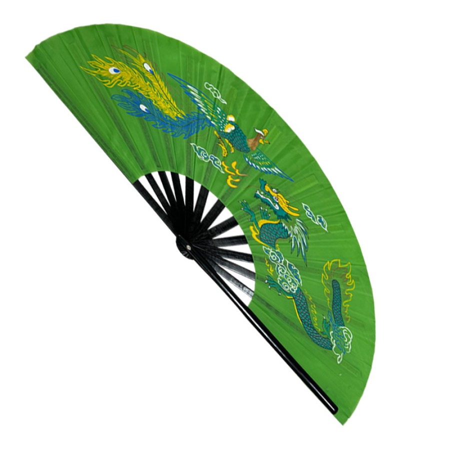 Green Dragon Phoenix Tai Chi Kung Fu Fan (Fan14) – Bamboo Ribs & Artistic Martial Arts Design