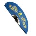 Fan19-1 Blue Twin Dragon with Black Bamboo Rib