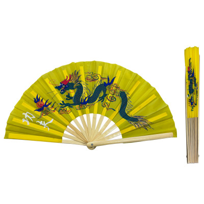 Yellow Dragon Tai Chi Kung Fu Fan with Bamboo Ribs (Fan23)