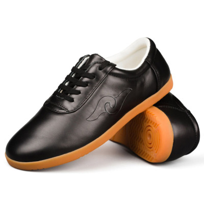 Leather Tai Chi Shoes – Black for Training and Performance (FT003)