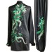 Black Martial Arts Uniform with Green Phoenix Embroidery for Competitions and Performances