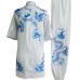 White Tai Chi Kung Fu Uniform with Blue Dragon Embroidery, customizable in size, color, and style