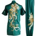 Emerald Kung Fu Wushu Uniform with Golden Phoenix Embroidery, customizable in size, color, and style