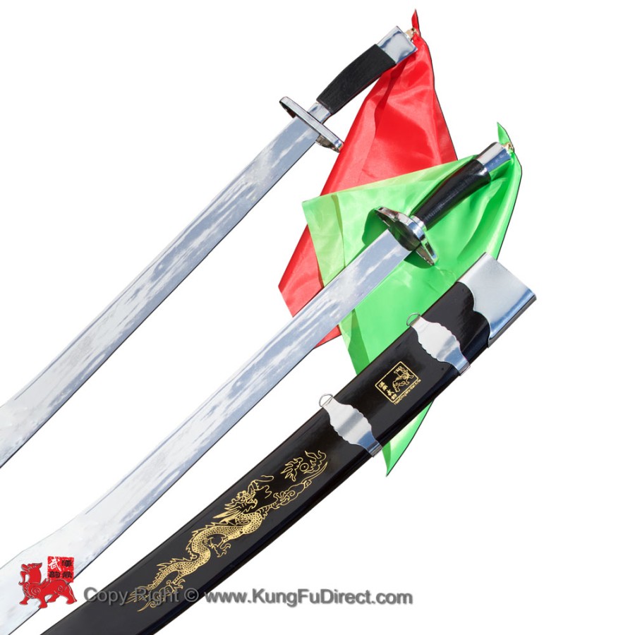 Wushu Kungfu Twin Broadsword (WSS011) with Flexible, Flap Blades