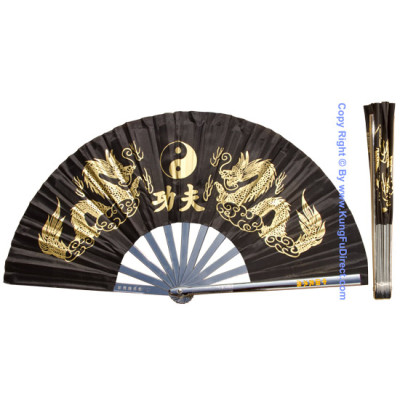 Metal Alloy Martial Arts Fan - Black Color (Fan02)