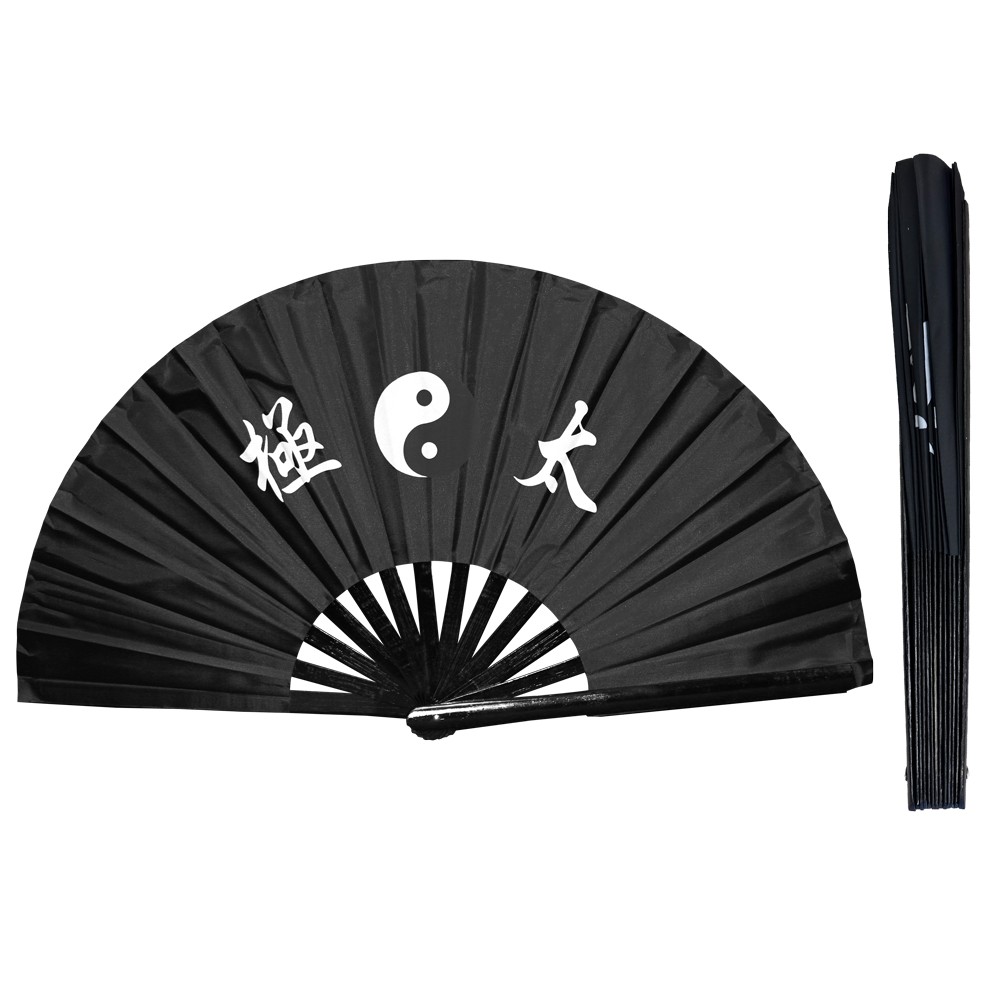 Tai Chi Design Lightweight Bamboo Rib Fan with White and Black Logo (Fan22)