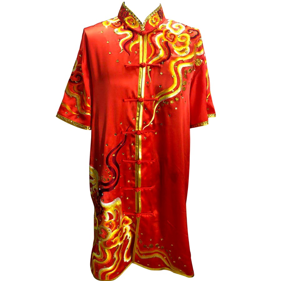 PSU003 – Red Fire Embroidery Silk Kung Fu Uniform