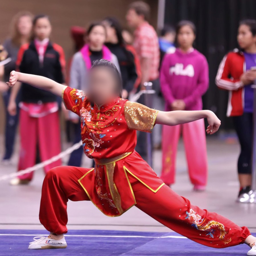 PSU014 – Red Flower Embroidery Silk Kung Fu Uniform