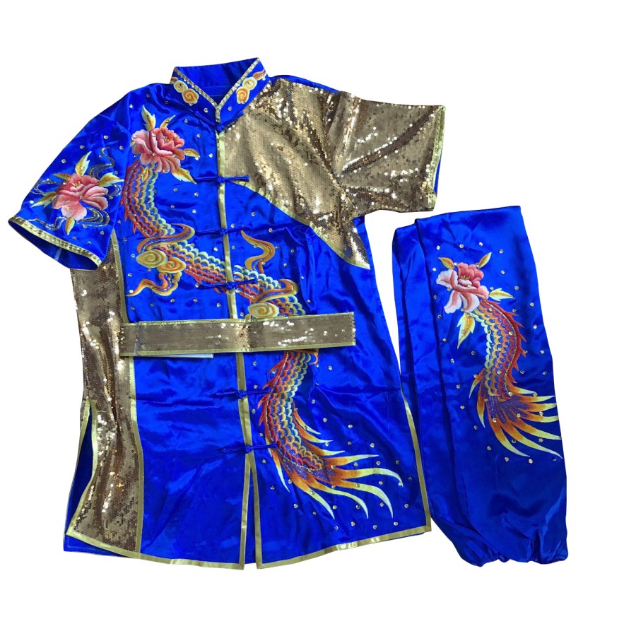 PSU028 – Blue Dragon Embroidery Silk Kung Fu Uniform