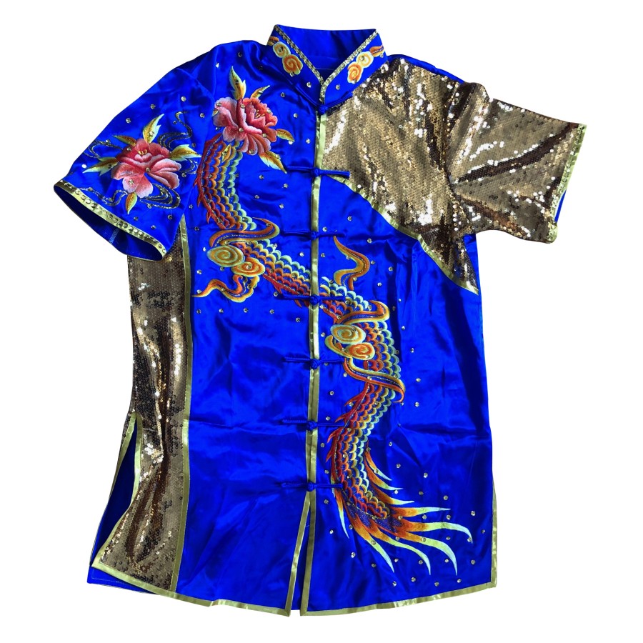 PSU028 – Blue Dragon Embroidery Silk Kung Fu Uniform