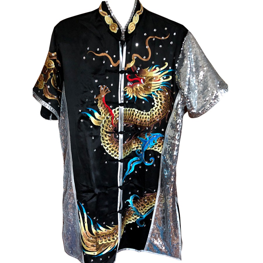 PSU029 – Black Dragon Embroidery Silk Kung Fu Uniform