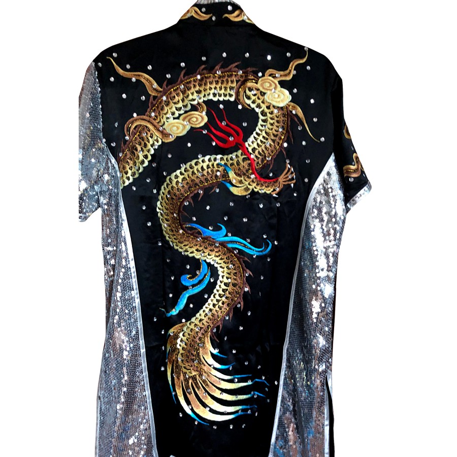 PSU029 – Black Dragon Embroidery Silk Kung Fu Uniform