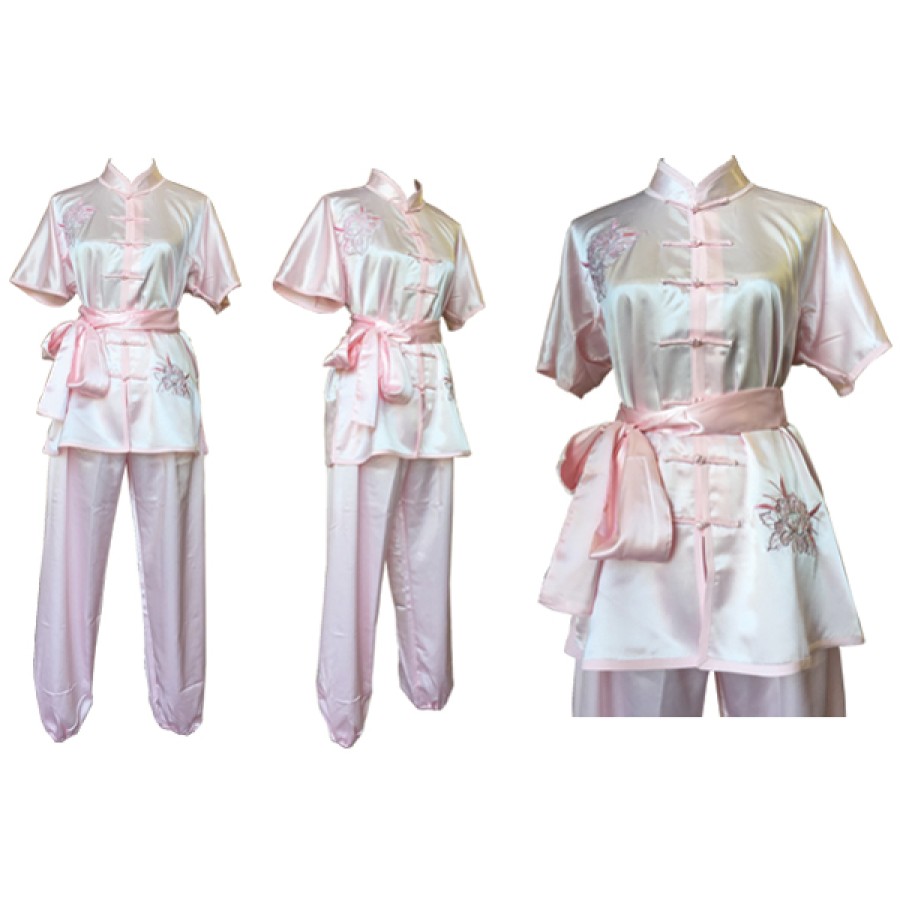 U0714 - Light Pink Satin Uniform Flower Embroidery