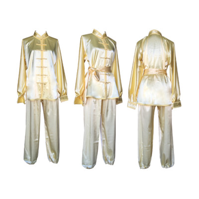 U0752-1 - Pale Yellow Satin Uniform/ short sleeve & Long Sleeve