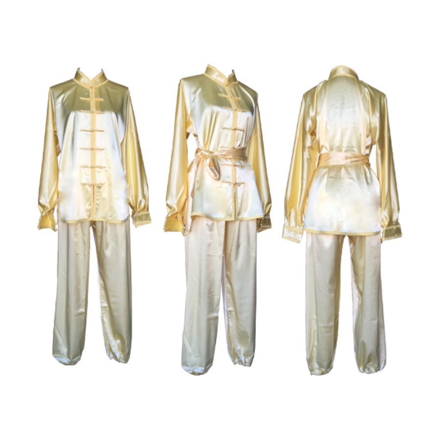 U0752-1 - Pale Yellow Satin Uniform/ short sleeve & Long Sleeve