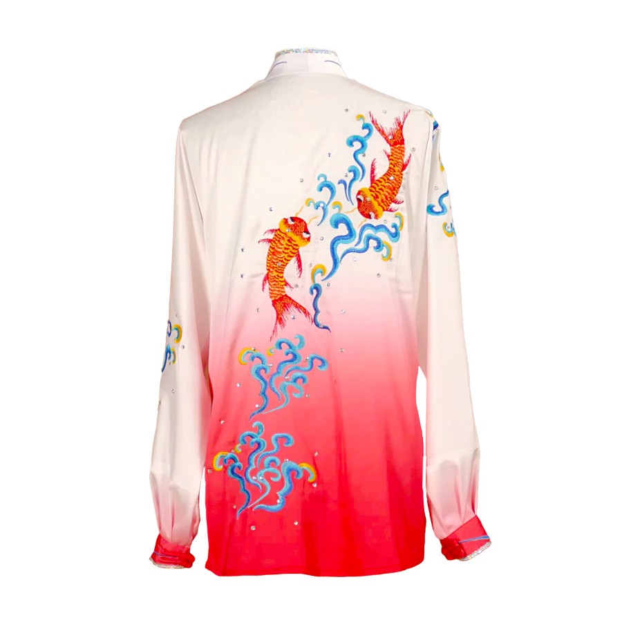 UC018 - White/Red Gradient Uniform with Red Embroidery