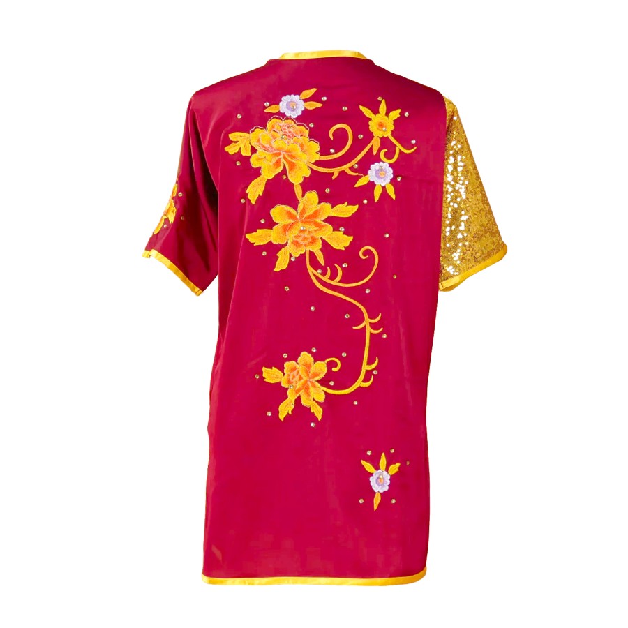 UC025 - Cardinal Red Uniform with Flower Embroidery