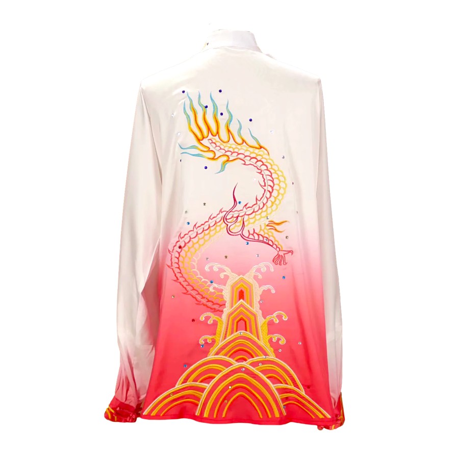 UC026 - White/Red Gradient Uniform with Dragon Embroidery